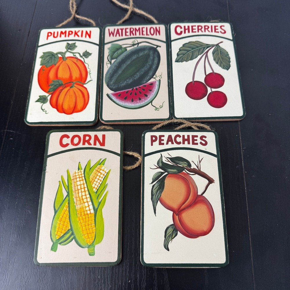 Vintage Kitchen Wall Decor Fruit Vegetable Signs Set of 5
